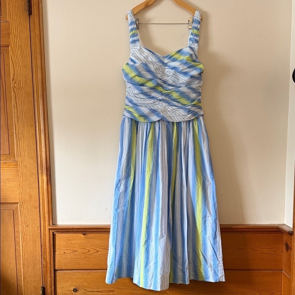 Anthropologie Square Neck Drop Waist Maxi Dress Size L - Picture 4 of 10